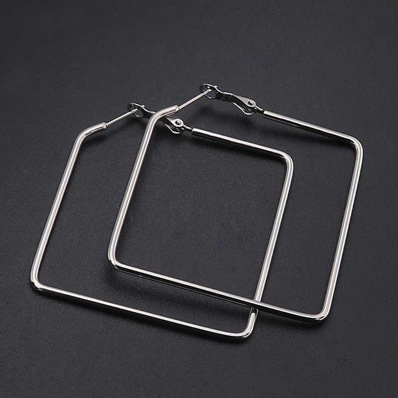 Umilele Square Hoop Earrings - Silver