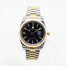 Load image into Gallery viewer, Gold/Silver Two-Tone Jacquard Watch - Black Dial
