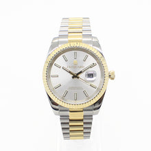 Load image into Gallery viewer, Gold/Silver Two-Tone Jacquard Watch - White Dial
