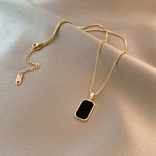 Load image into Gallery viewer, Black Square Natural Shell Pendant
