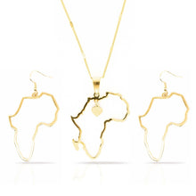 Load image into Gallery viewer, Umilele Africa Map Necklace &amp; Earrings Set - Umilele Jewels
