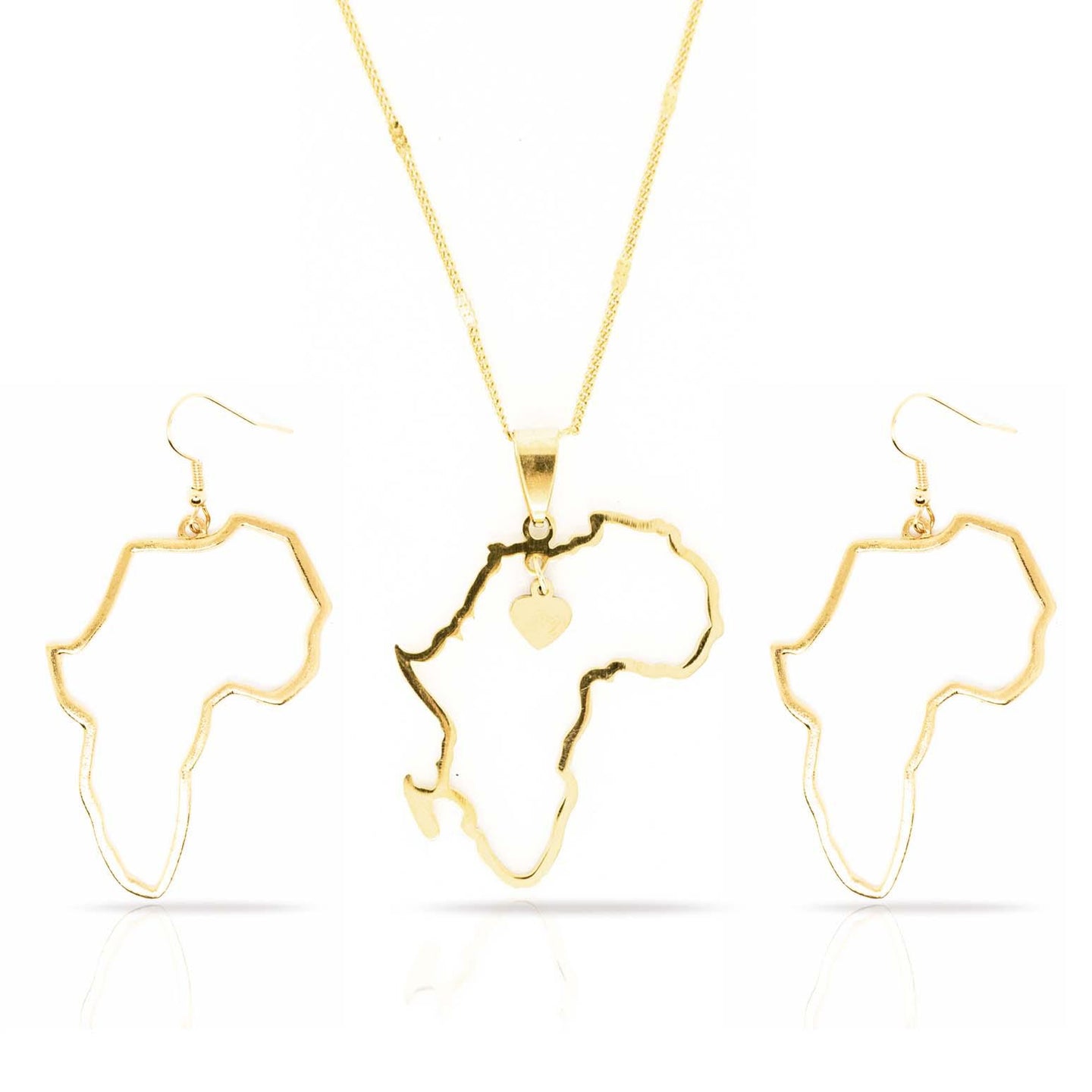 Umilele Africa Map Necklace & Earrings Set - Umilele Jewels